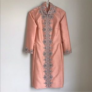 Vintage Mason Edwards Dress Peach Embellished
